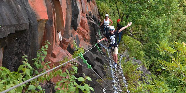 Easy mountain cliff climbing ferrata lavilleon ( (4)